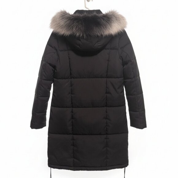 🧥 Women's Black Winter Puffer Coat with Faux Fur Hood - Size M - Picture 4 of 8